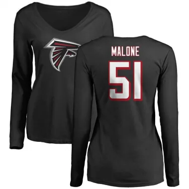 Black Women's DeAngelo Malone Atlanta Falcons Logo Slim Fit Long Sleeve T-Shirt -